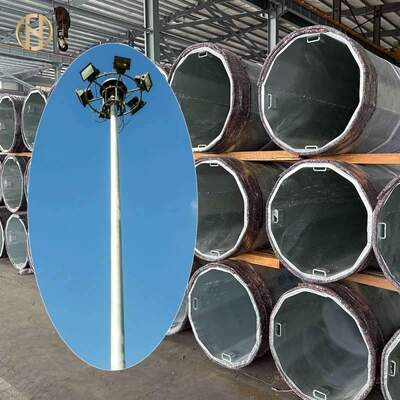 comprare Illuminazione ad alto palo 25m 30m 35m altezza acciaio octagonale polo di luce galvanizzata con dispositivo di alzamento abbassamento luci a LED alluvionali online manufacture