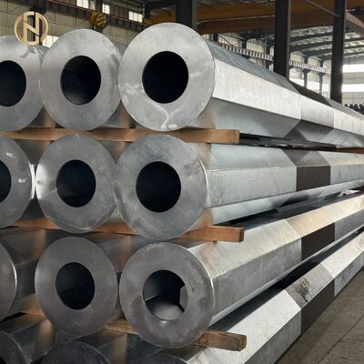 comprare Palo elettrico ottagonale in acciaio zincato a caldo con piastra di fondo circolare anti-affondamento online manufacture