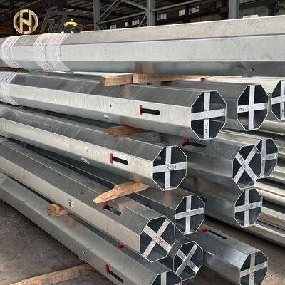 Acquistare Palo Ottagonale in Acciaio Zincato a Caldo Q460 da 12m (40ft) – Palo per Distribuzione di Energia a 3 Sezioni con Giunzione a Incastro e Rinforzo Interno online manufacture