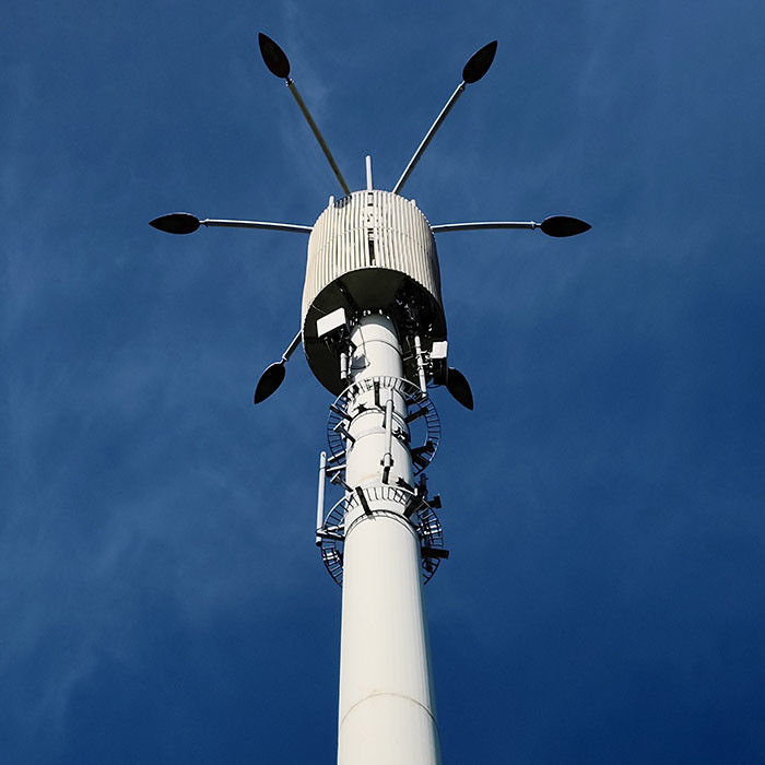 Monopoli di telecomunicazione galvanizzati a caldo su misura con piattaforma o antenna